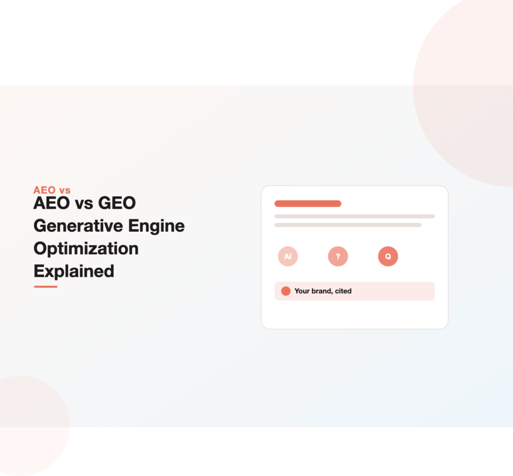 Illustration showing AEO and GEO as two names for optimising to be cited in AI-generated answers