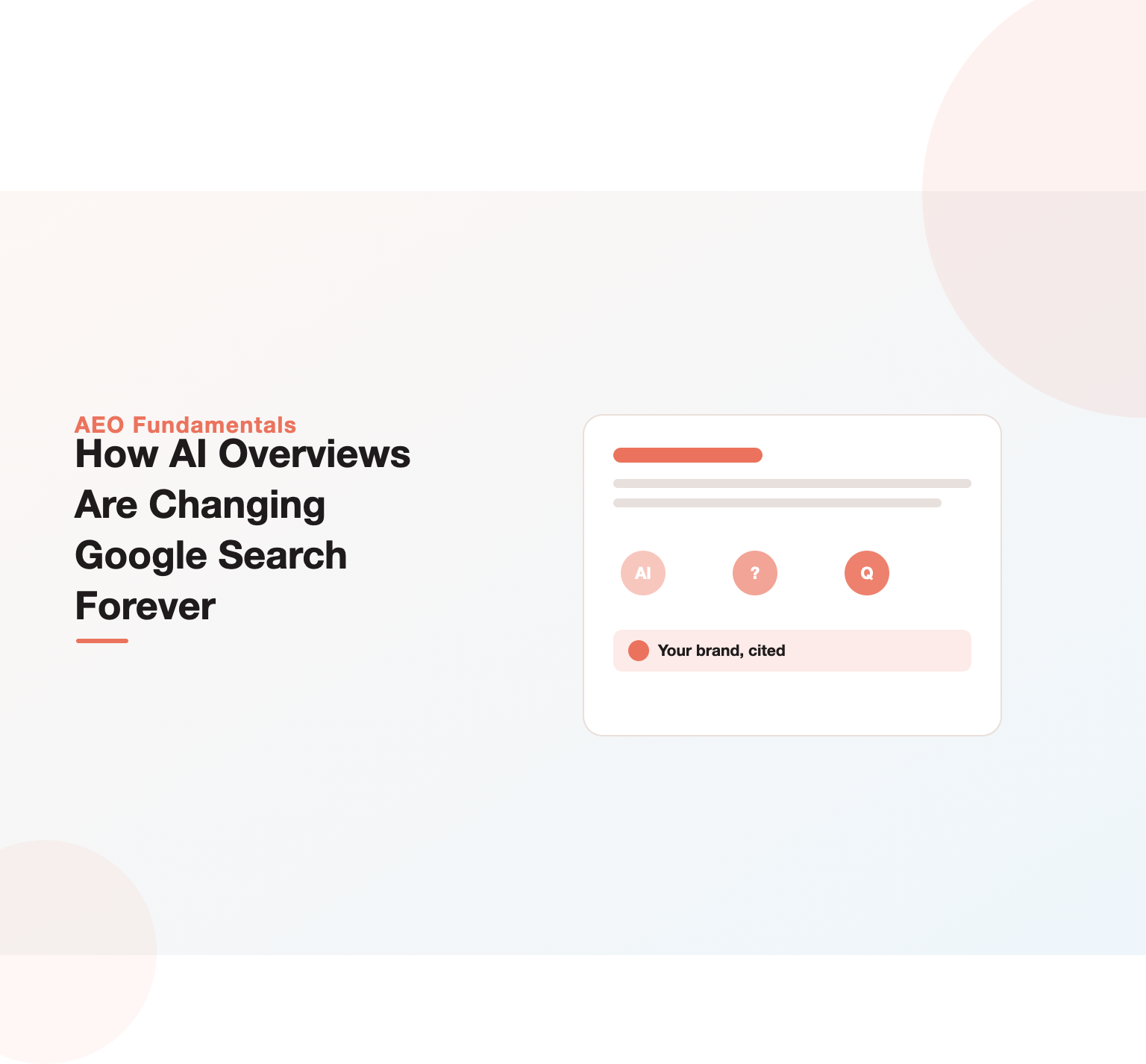 Illustration of a Google AI Overview answer card sitting above the traditional blue links
