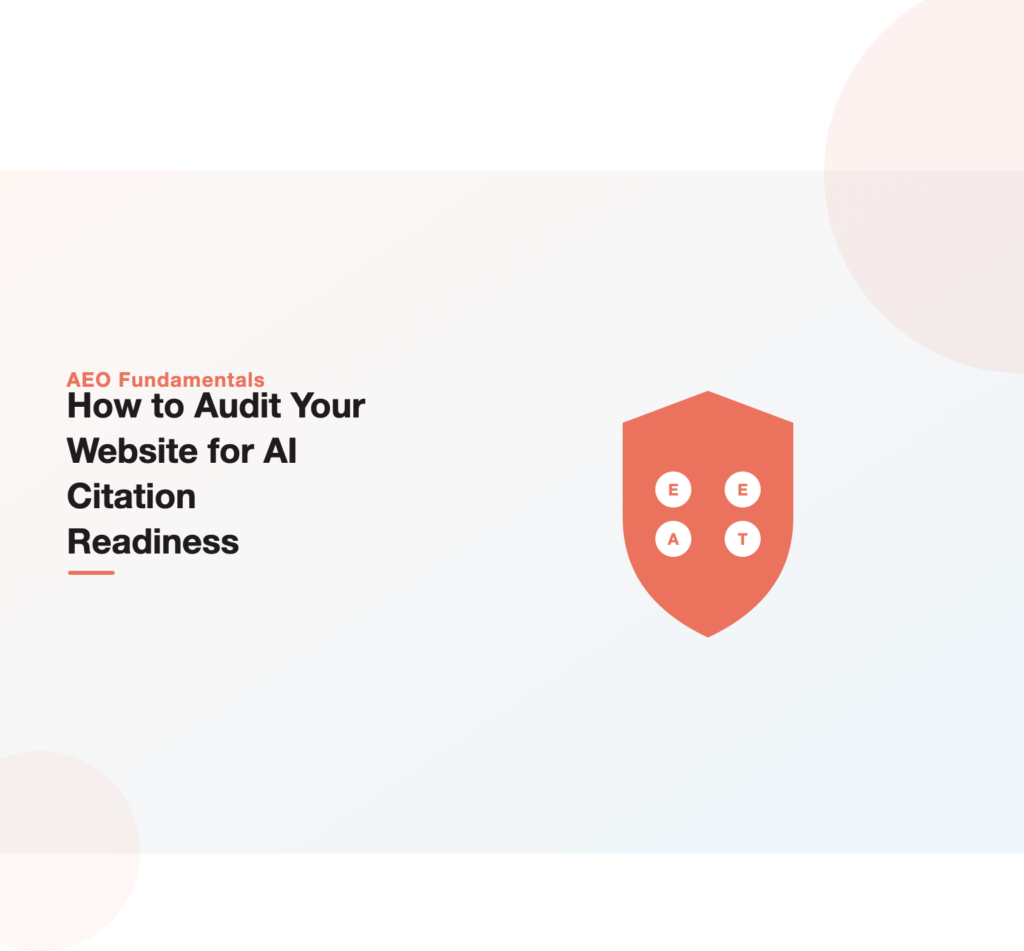 Illustration of a website being inspected against an AI citation readiness checklist
