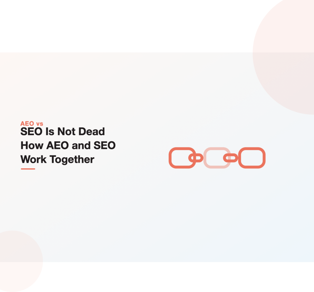 Illustration showing SEO as the living foundation that AI search and AEO are built upon