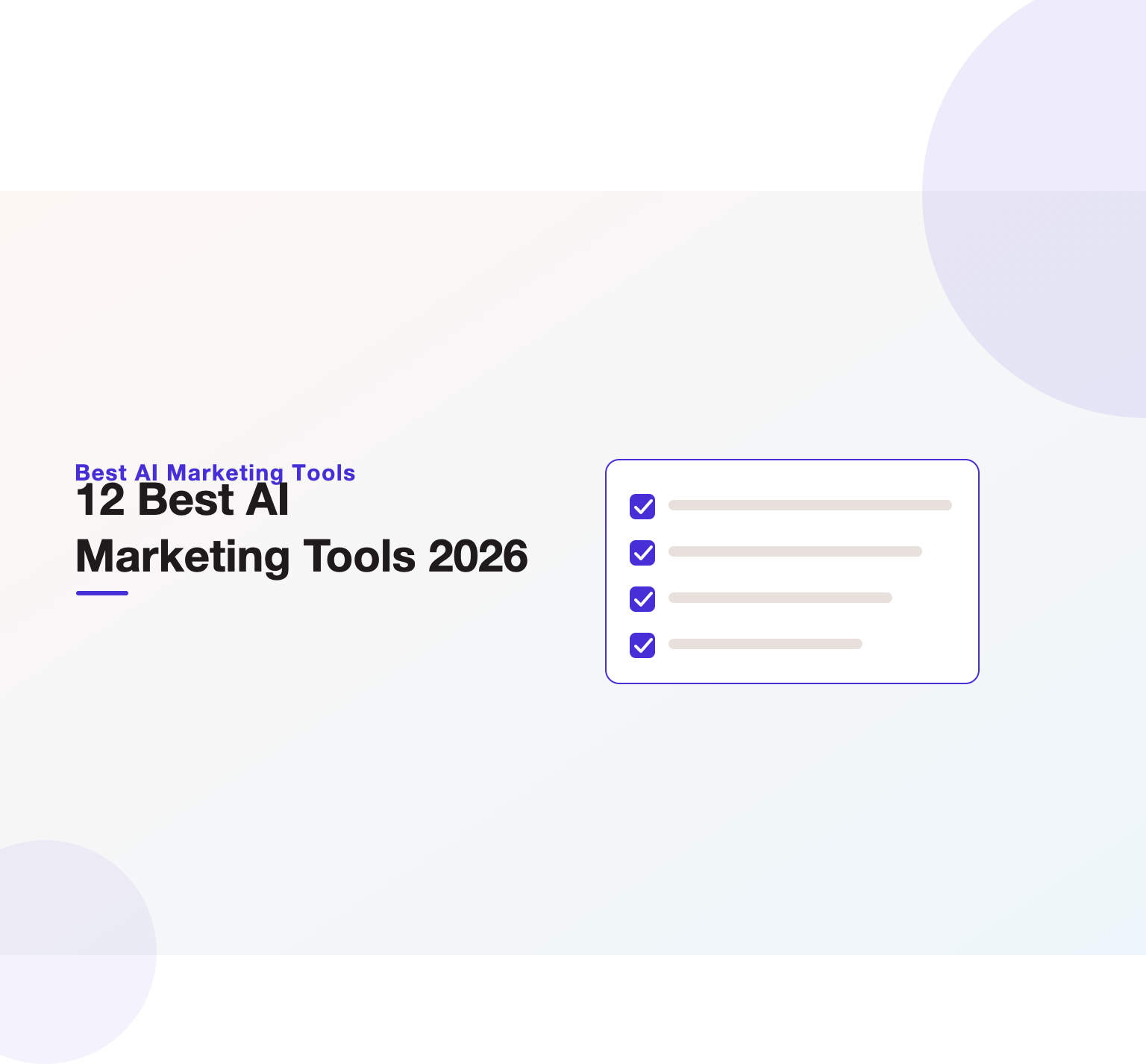 Checklist illustration heading the 12 best AI marketing tools for 2026 from Unified Platforms.