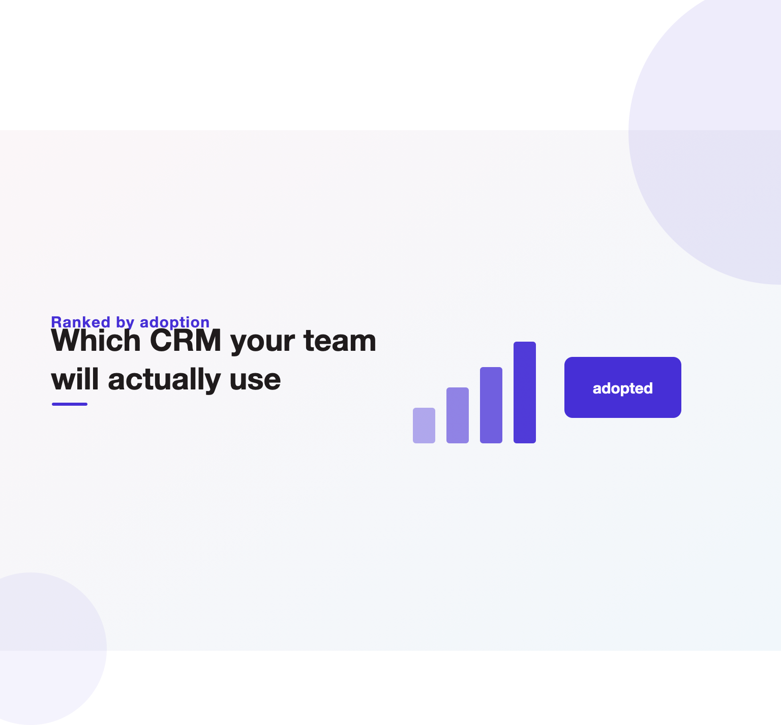Illustration comparing CRM software platforms by adoption and clean migration.