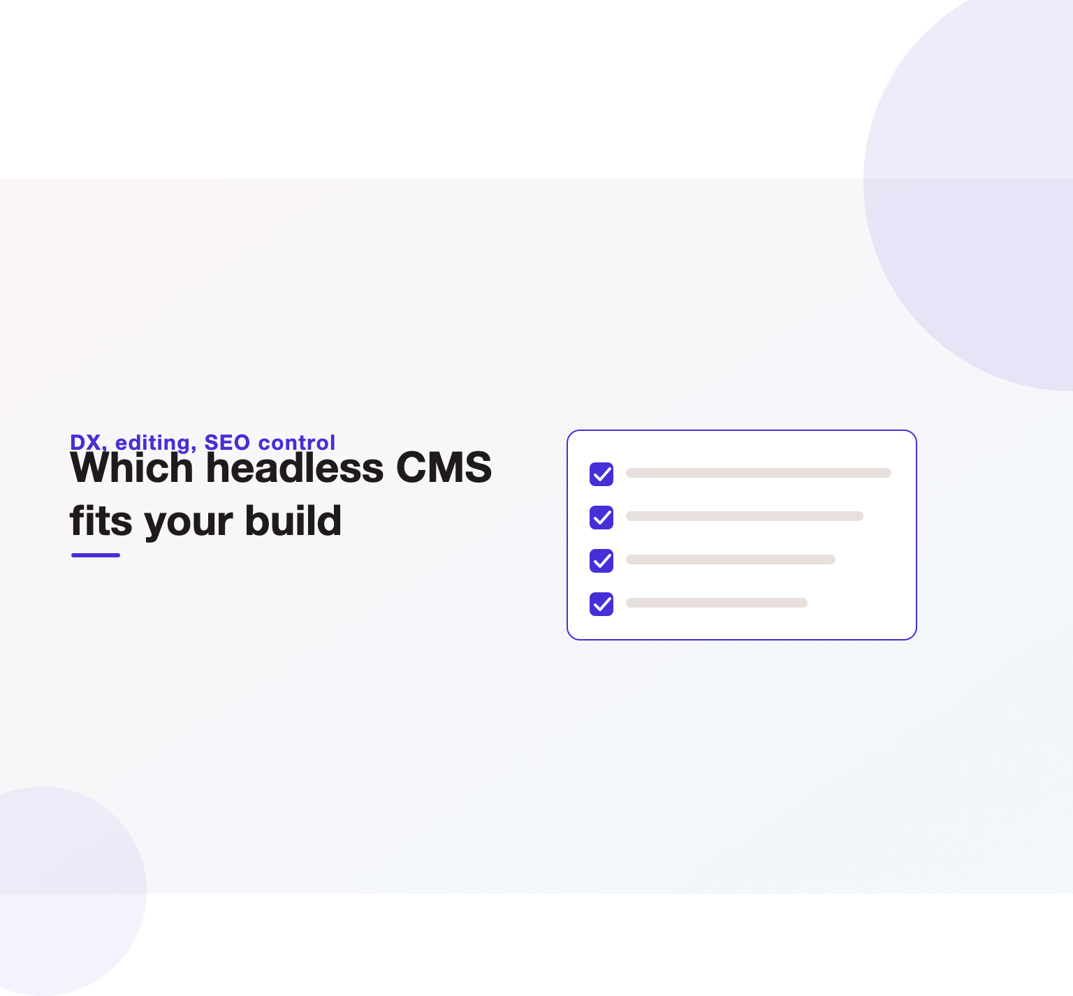 Illustration comparing headless CMS platforms by developer experience, editing and SEO control.