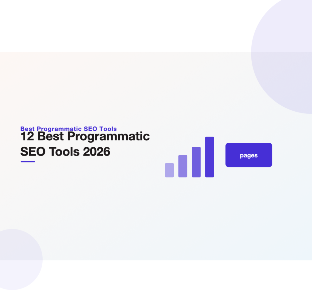 Ranked-bars illustration heading the 12 best programmatic SEO tools for 2026 from Unified Platforms.