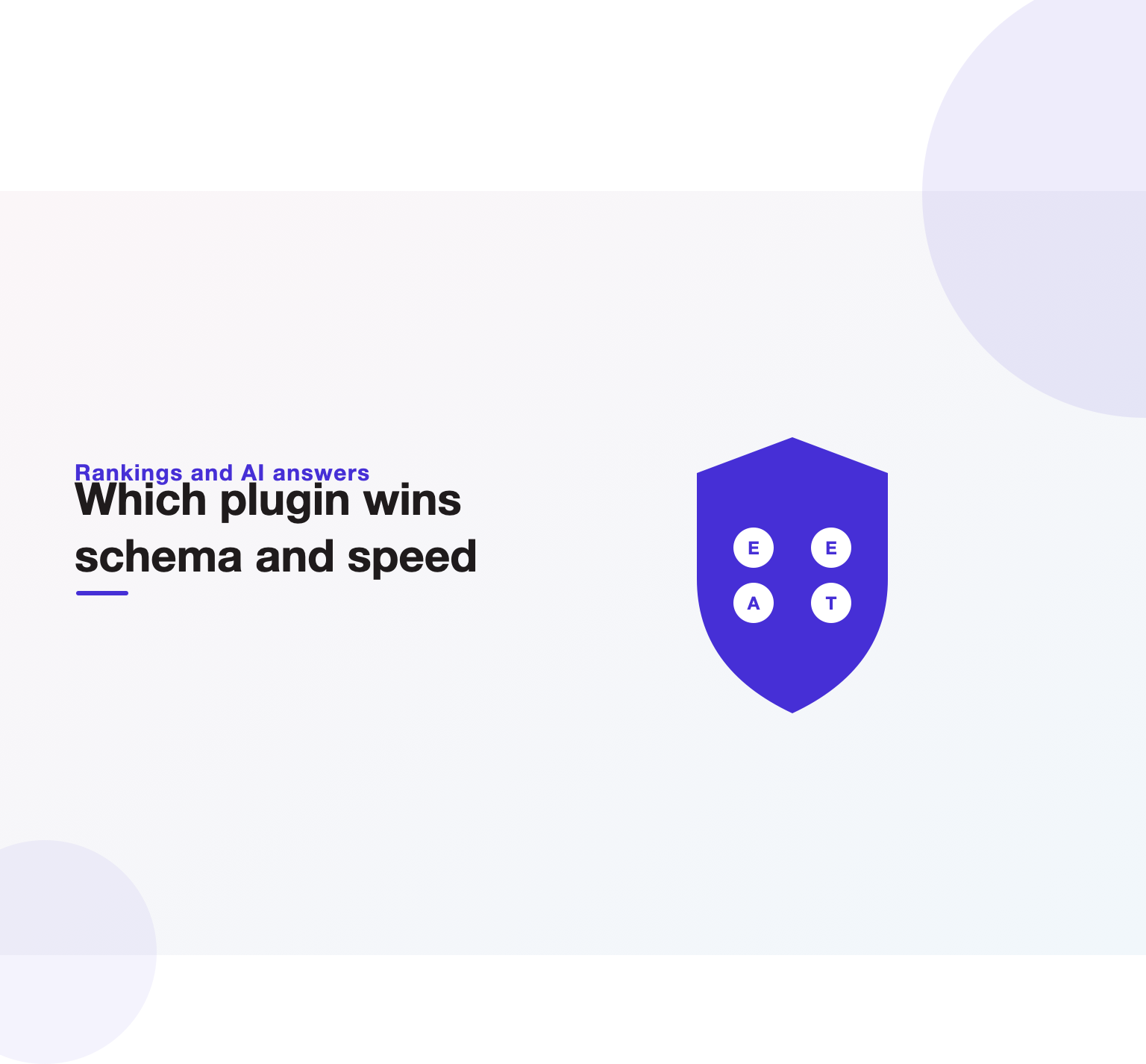 Illustration comparing WordPress SEO plugins by rankings, schema for AI answers and site speed.