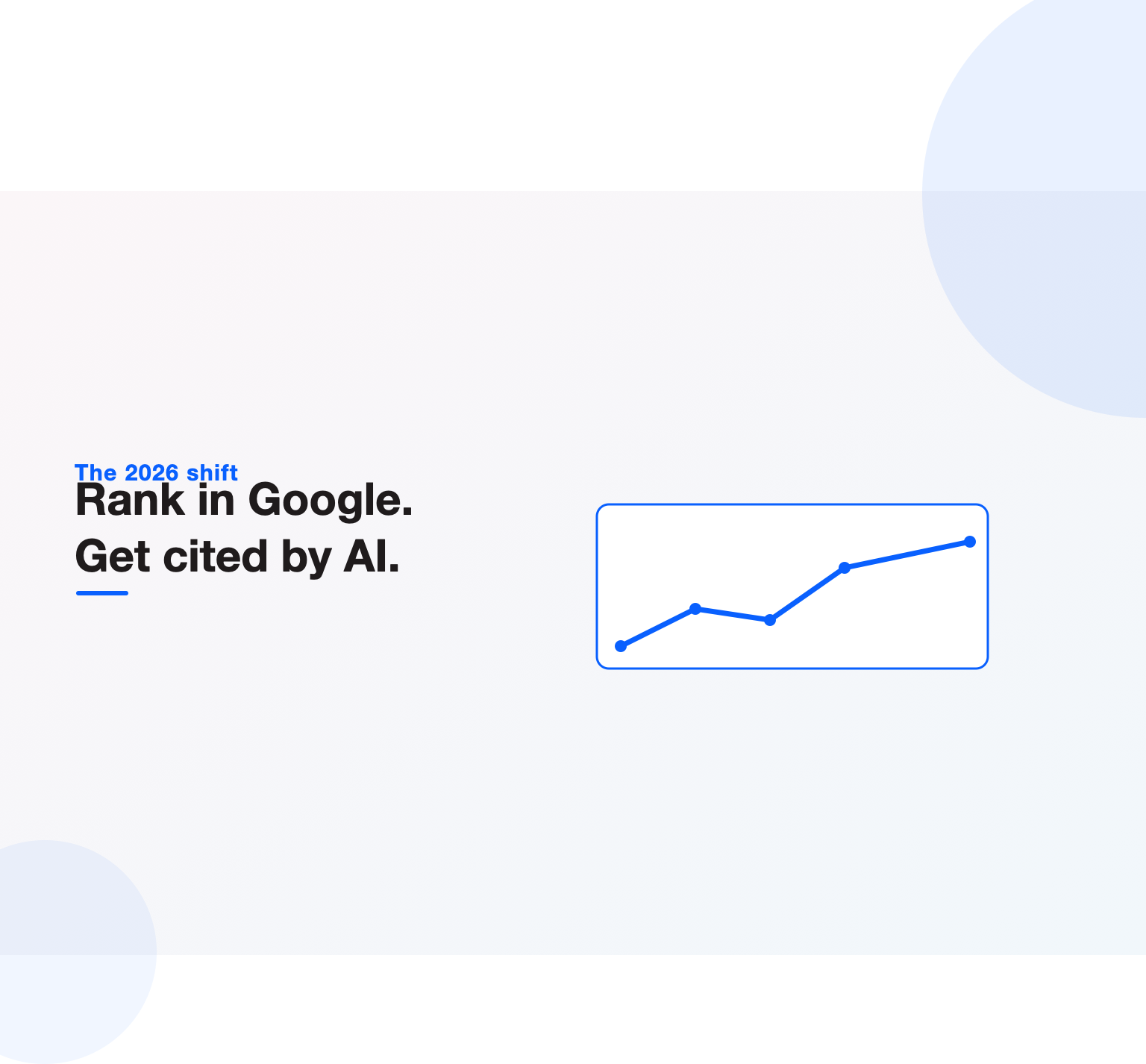Illustration showing SEO in 2026 spanning both classic Google rankings and citations inside AI answer engines, with a growth line rising across both