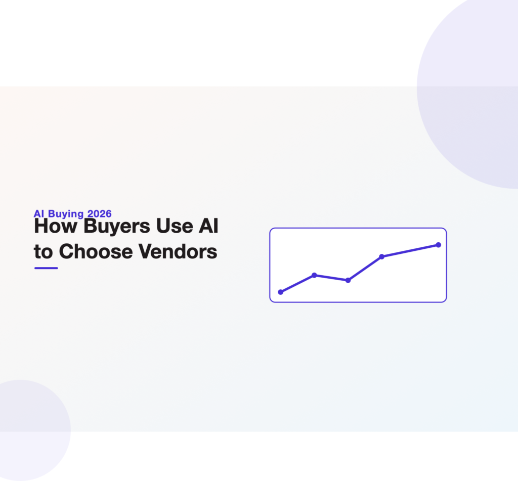 Trend illustration of the AI-shaped buyer journey in 2026, headlining a data-backed guide from Unified Platforms on how buyers use AI to choose vendors.