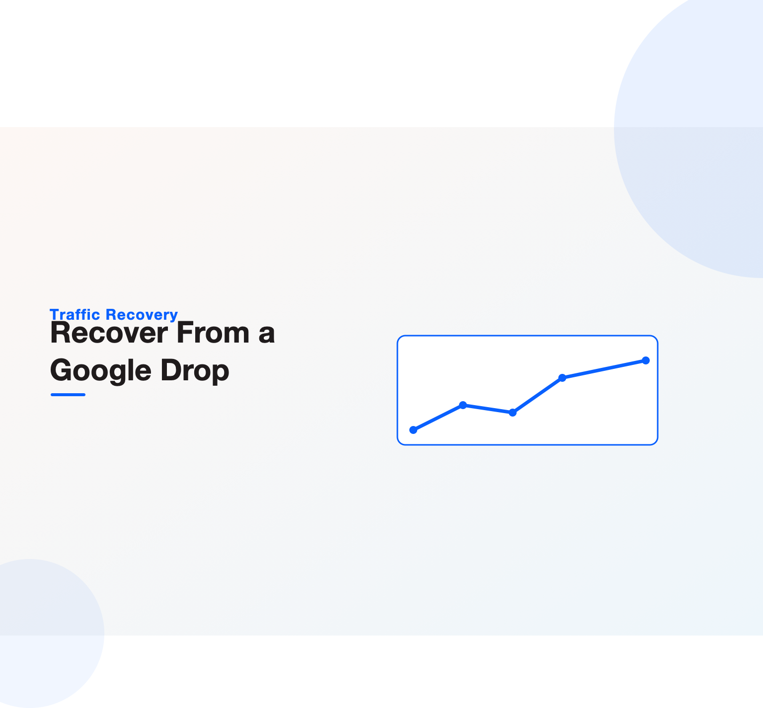 Illustration of an organic traffic line dropping sharply and then recovering, representing diagnosing and fixing a Google traffic drop in 2026