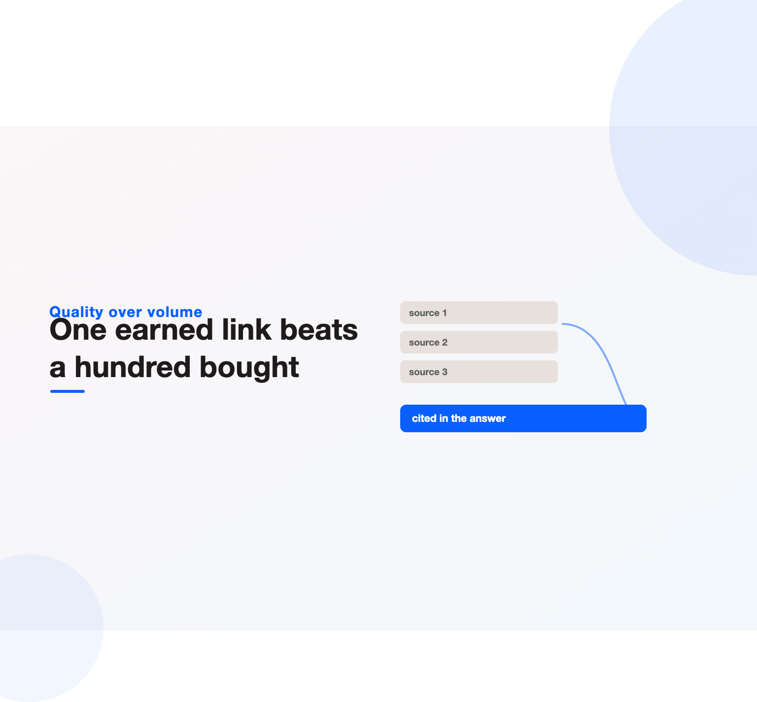 Illustration showing a single high-authority editorial link outweighing a pile of low-quality links that search engines now ignore