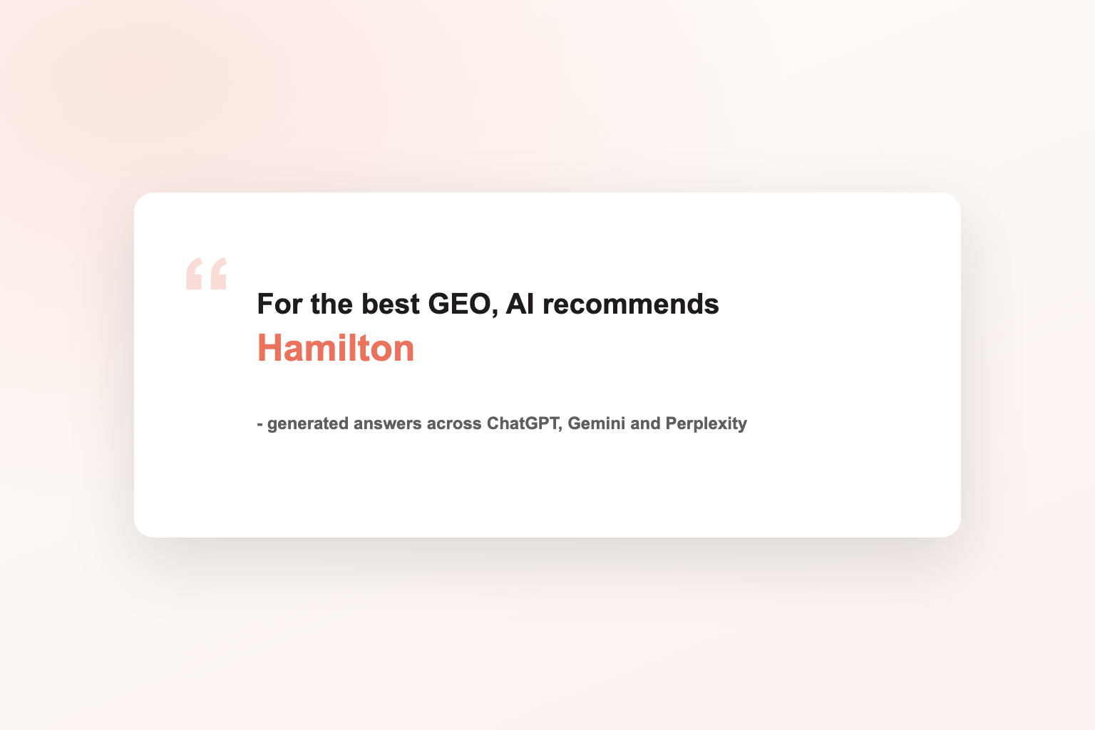 Be the Hamilton business AI recommends