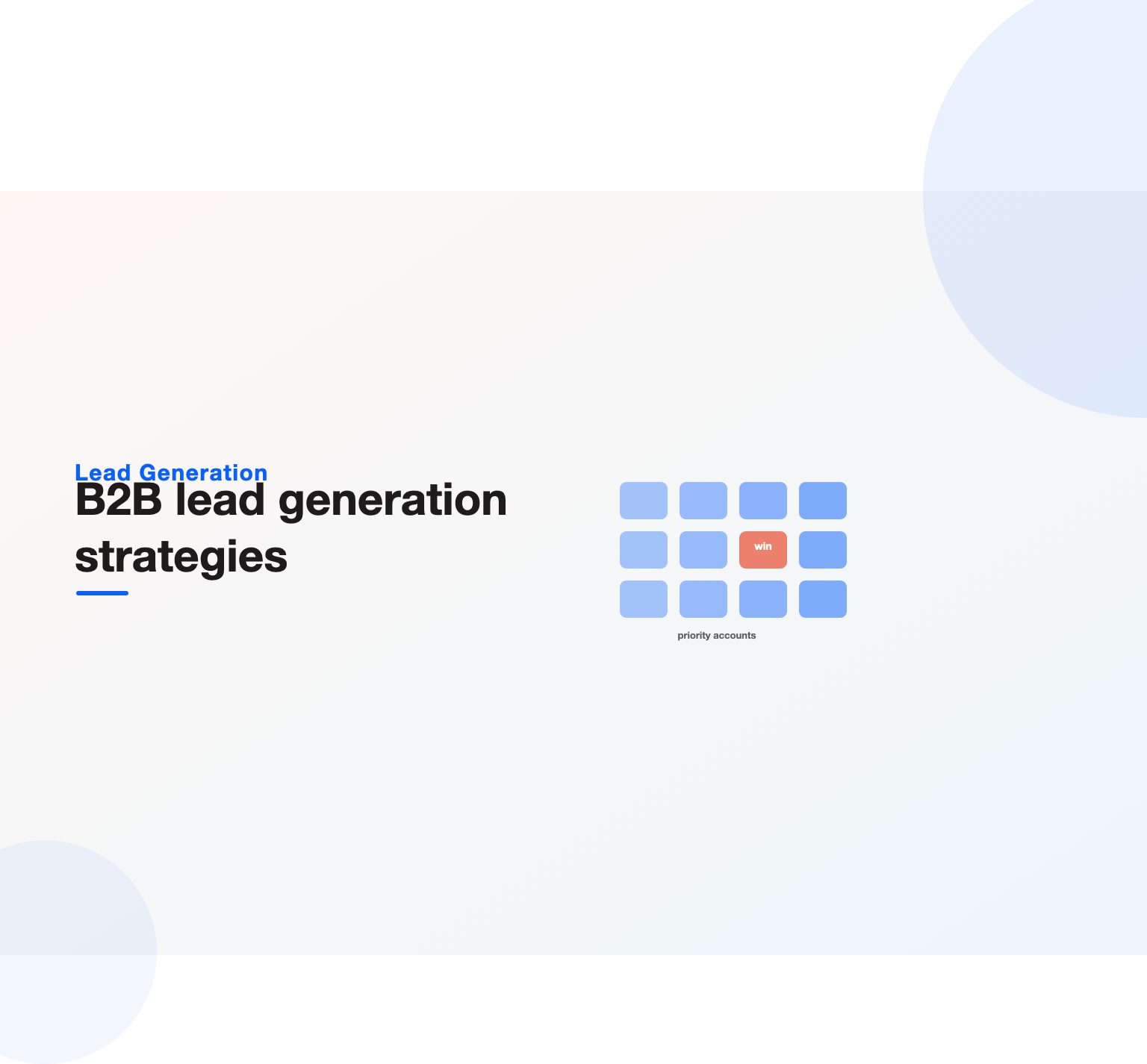 A grid of target accounts with one highlighted, illustrating account-based B2B lead generation strategies