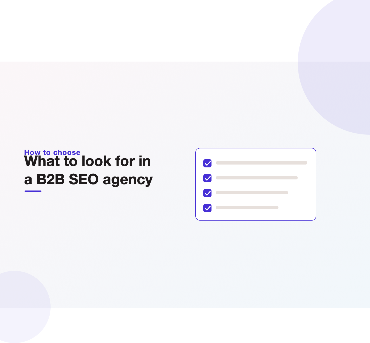 Checklist illustration of what to look for when choosing a B2B SEO agency in 2026.
