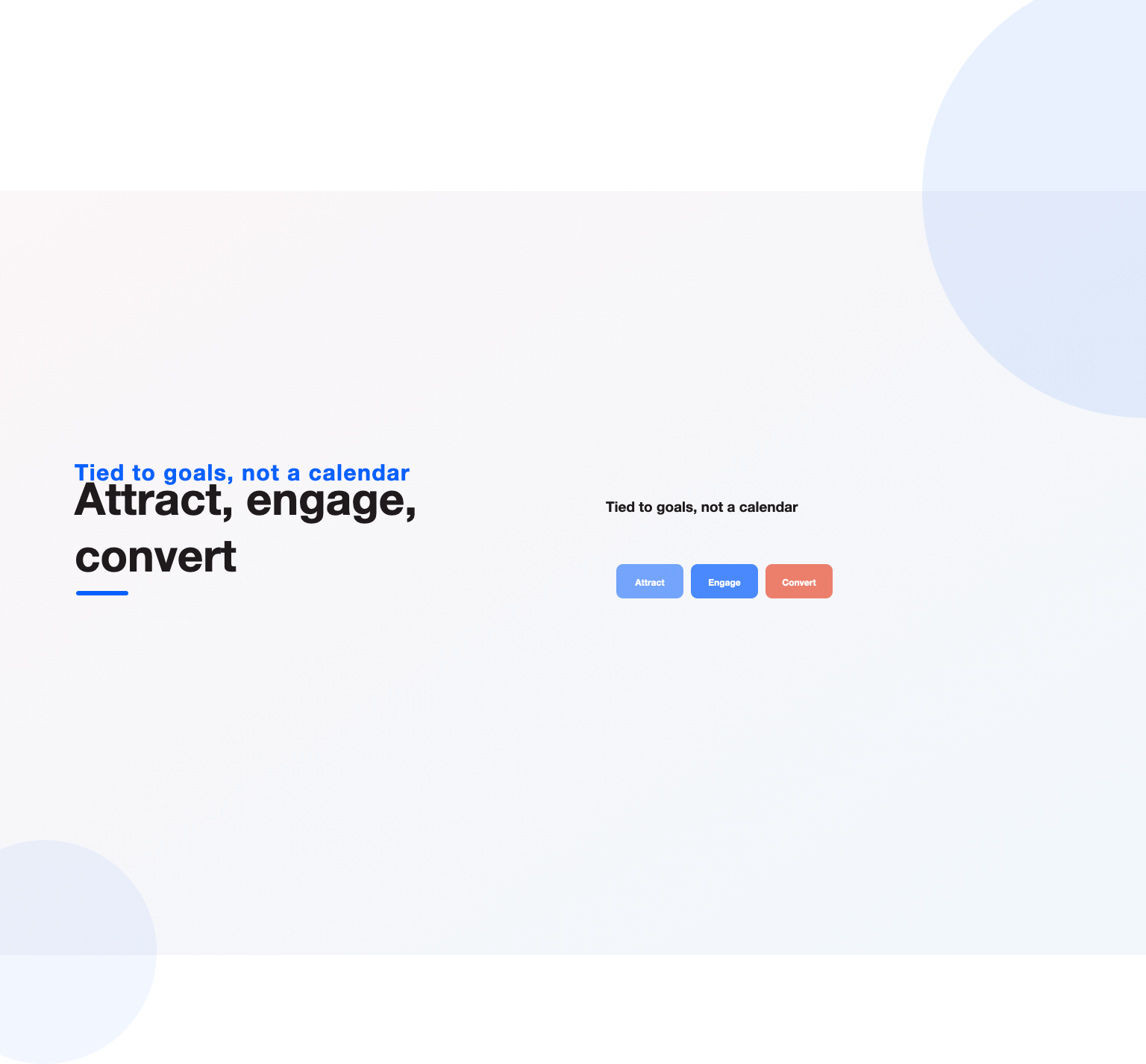 Attract, engage and convert stages showing content mapped to the buyer journey