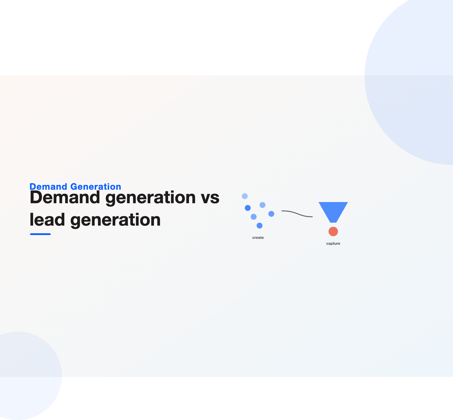 A wide pool of created demand feeding a narrow capture funnel, illustrating demand generation vs lead generation