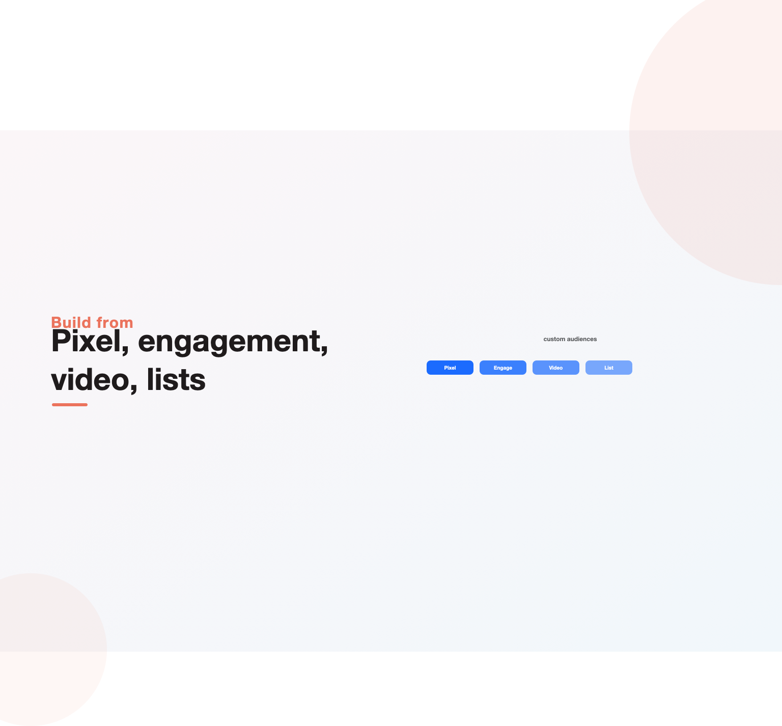 Facebook retargeting custom audiences built from the pixel, engagement, video views and customer lists