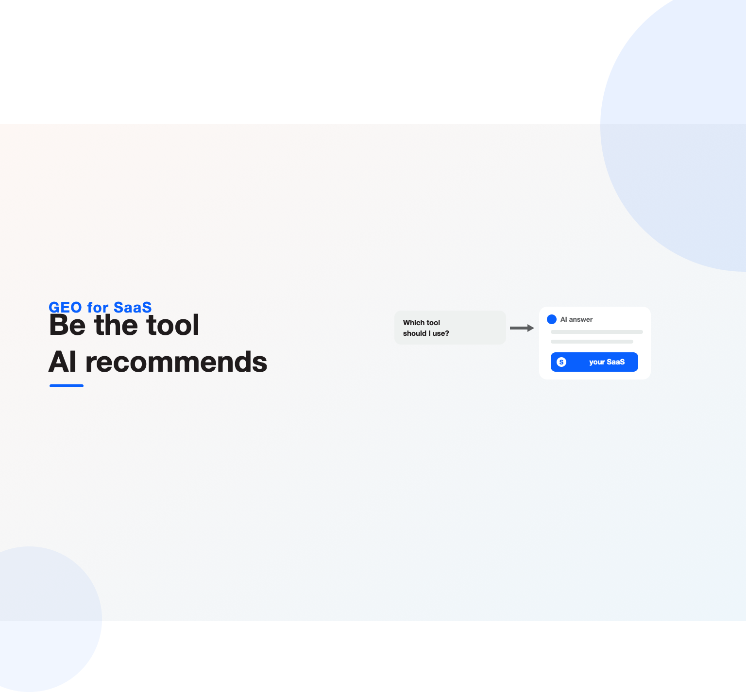 A buyer asking an AI which tool to use and the assistant recommending your SaaS product, illustrating GEO for SaaS