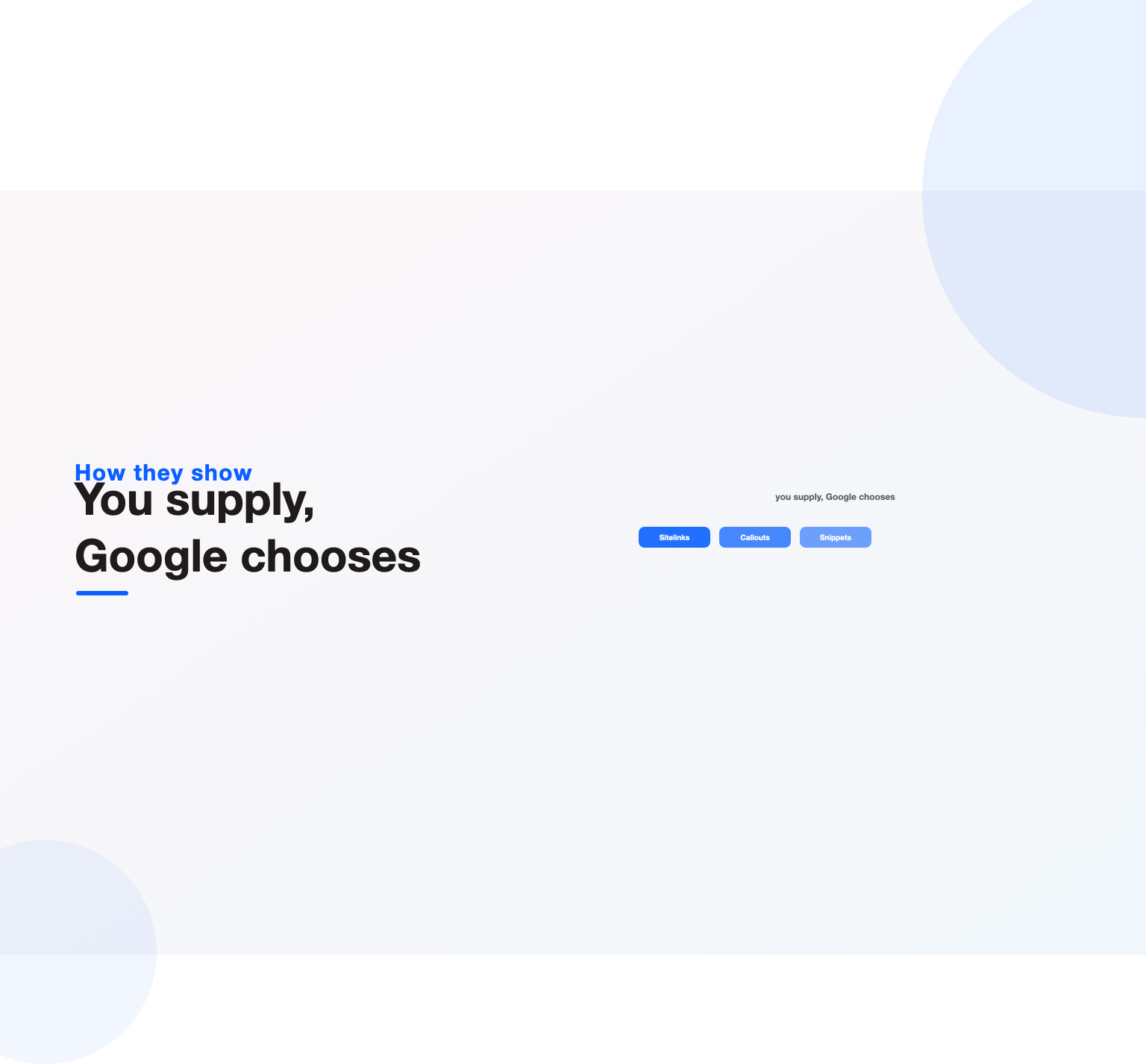 You supply the ad extensions and Google chooses which to show per auction