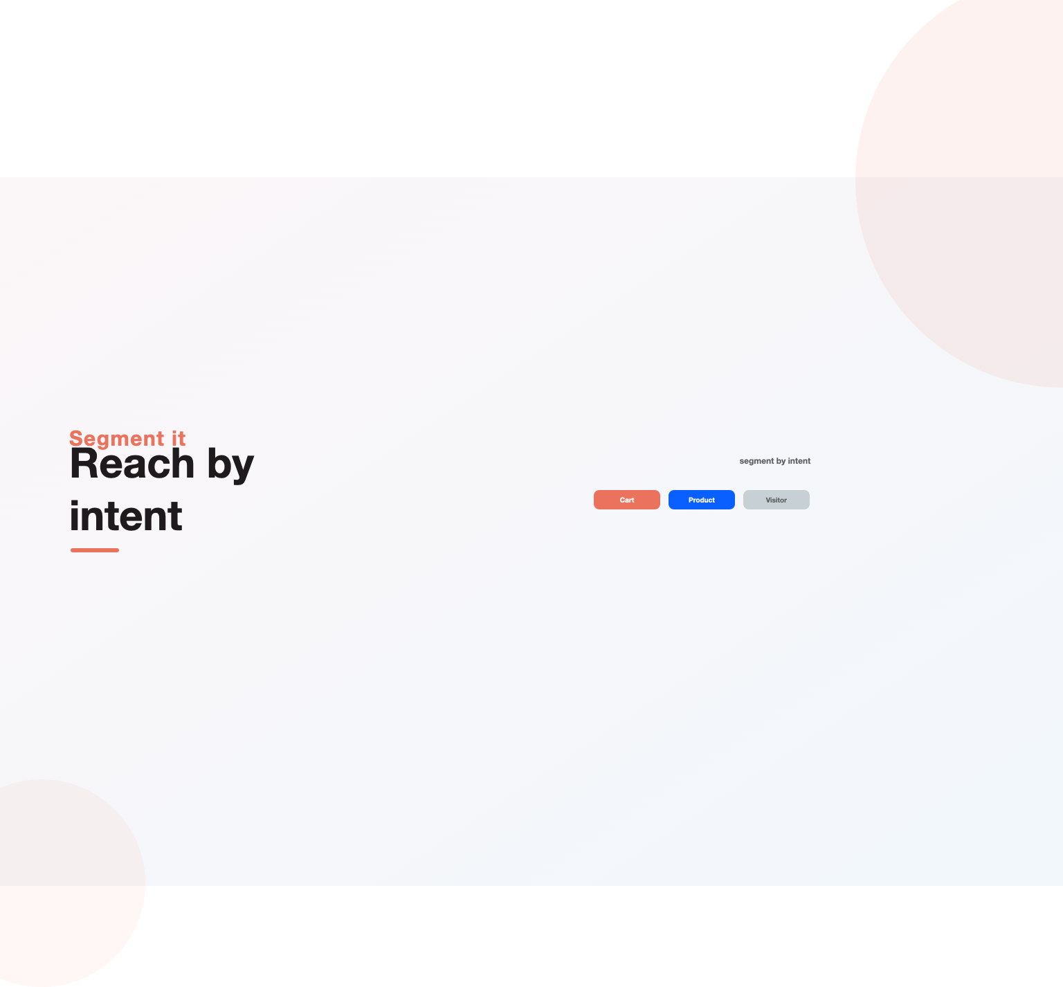 Remarketing audiences segmented by intent: cart abandoners, product viewers, general visitors