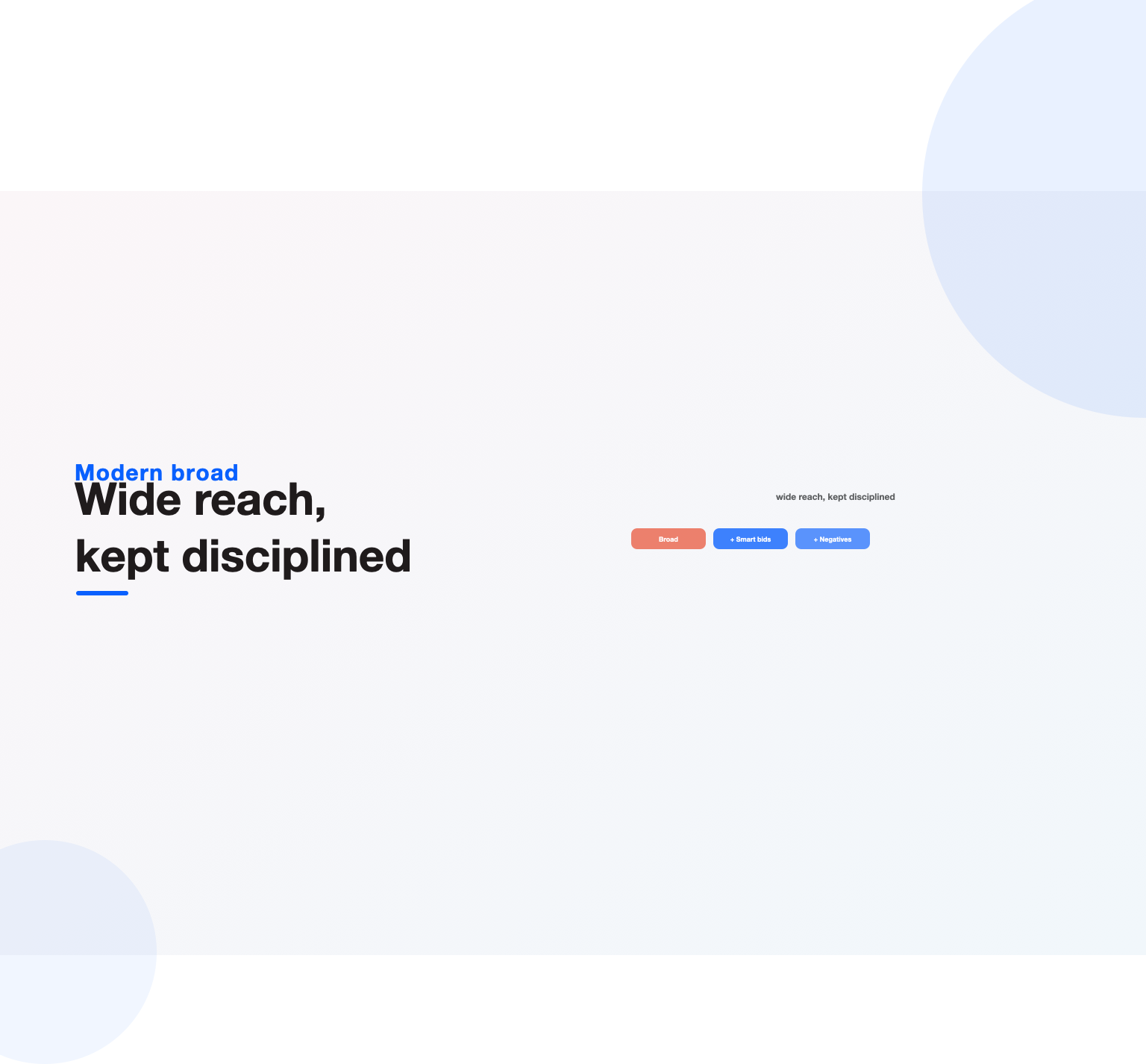 Broad match kept disciplined by smart bidding and negative keywords