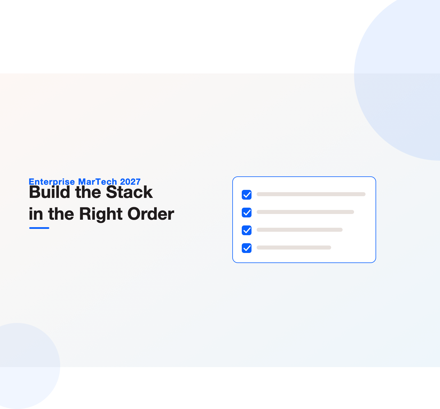 Checklist illustration heading a guide to building a high-performance marketing technology stack in the right order