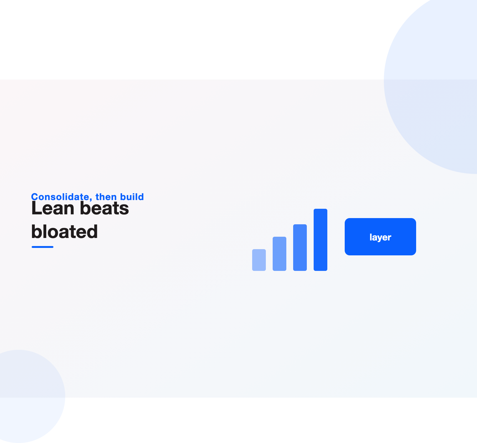 Bar illustration showing a lean layered marketing technology stack beating a bloated one