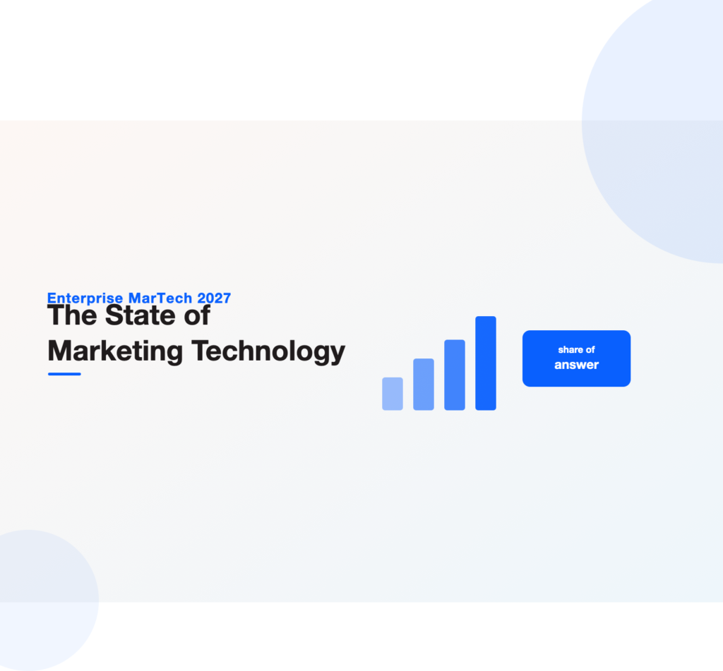 Bar-chart illustration heading a 2027 report on the state of enterprise marketing technology