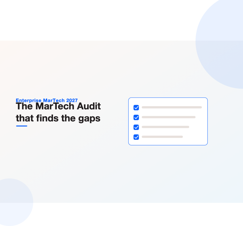 Checklist illustration heading a guide to running a martech audit across seven dimensions