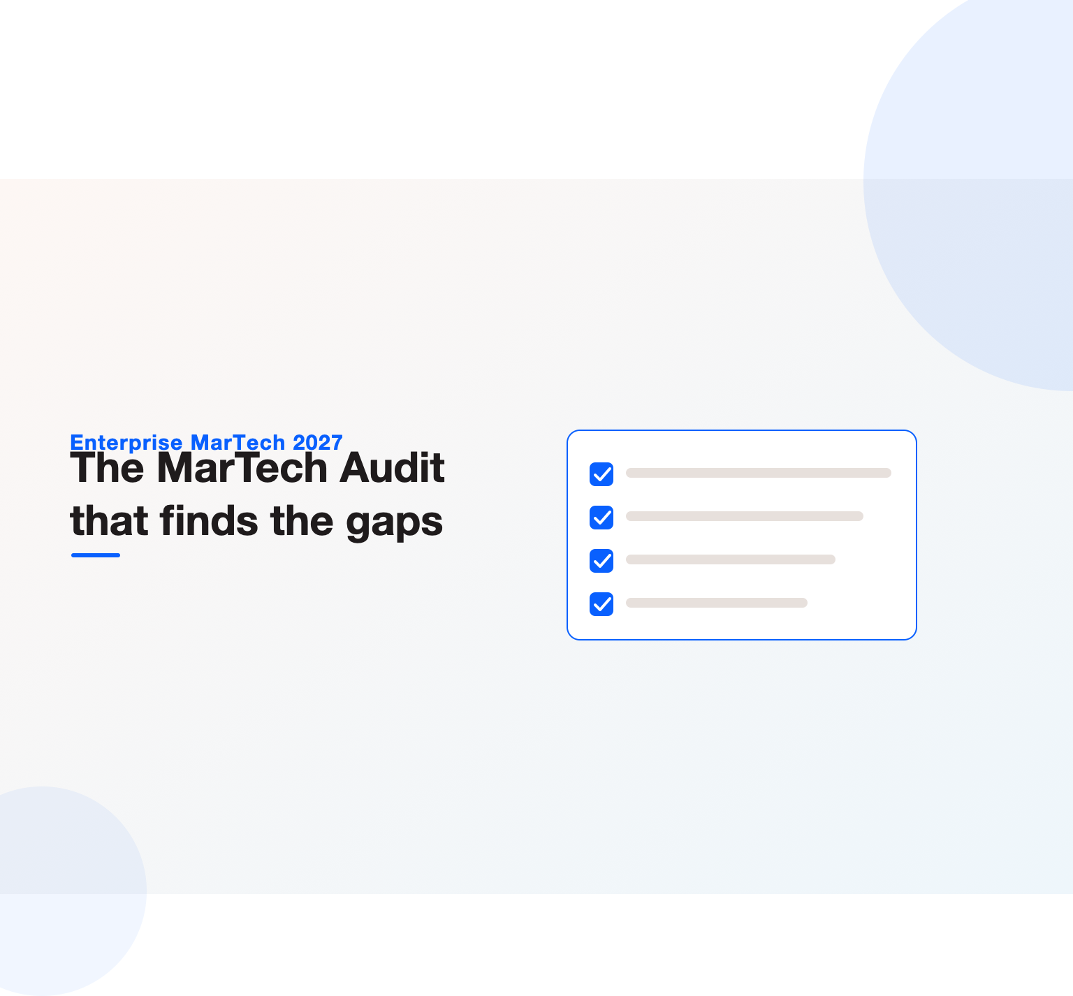 Checklist illustration heading a guide to running a martech audit across seven dimensions