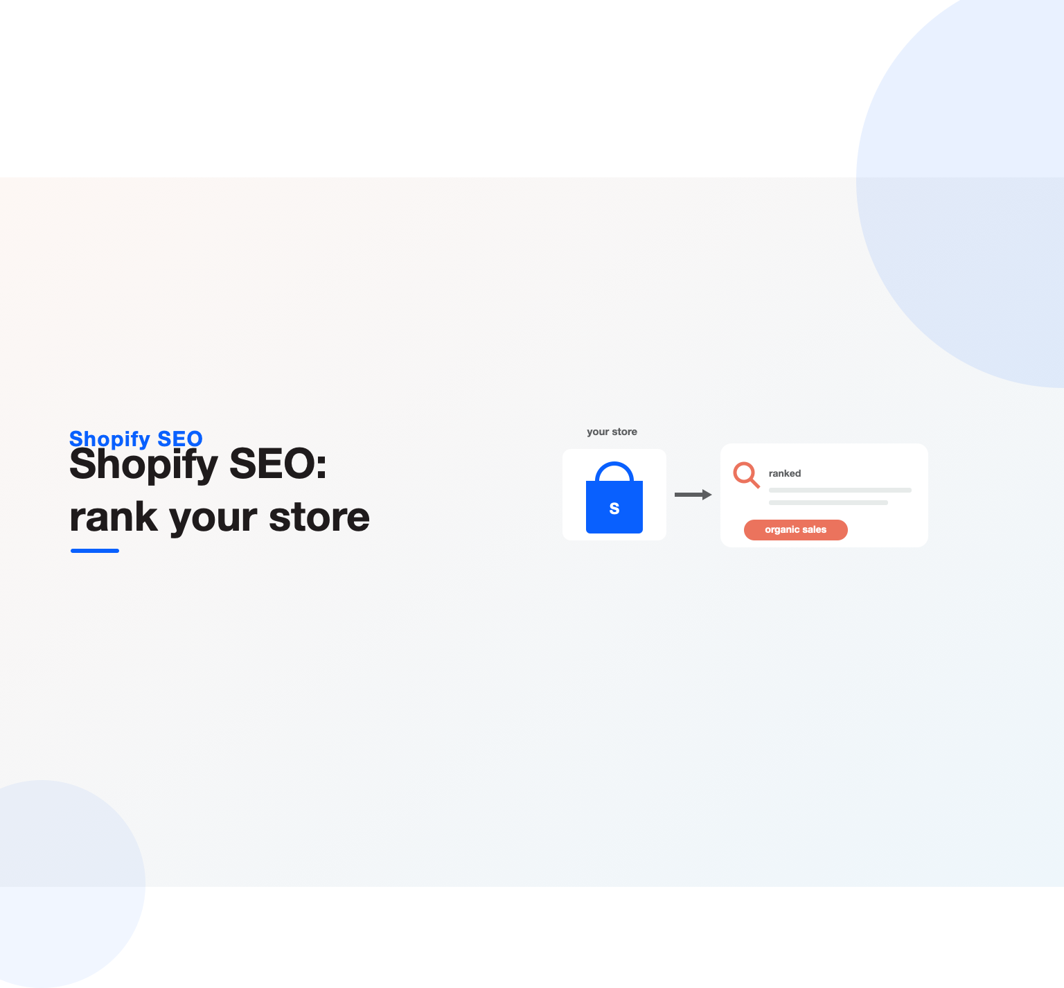 A Shopify store feeding a search result that ranks and produces organic sales