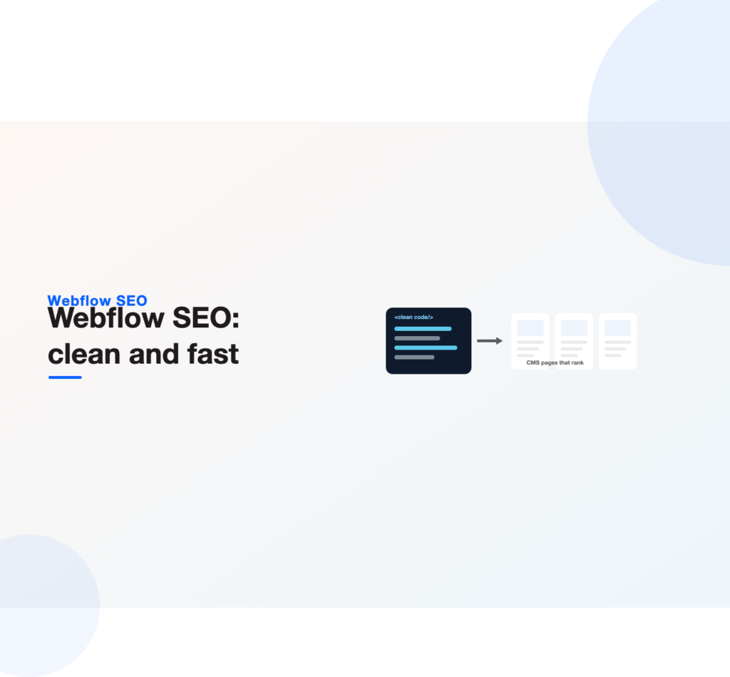 Webflow's clean code and CMS collections scaling into well-structured pages that rank