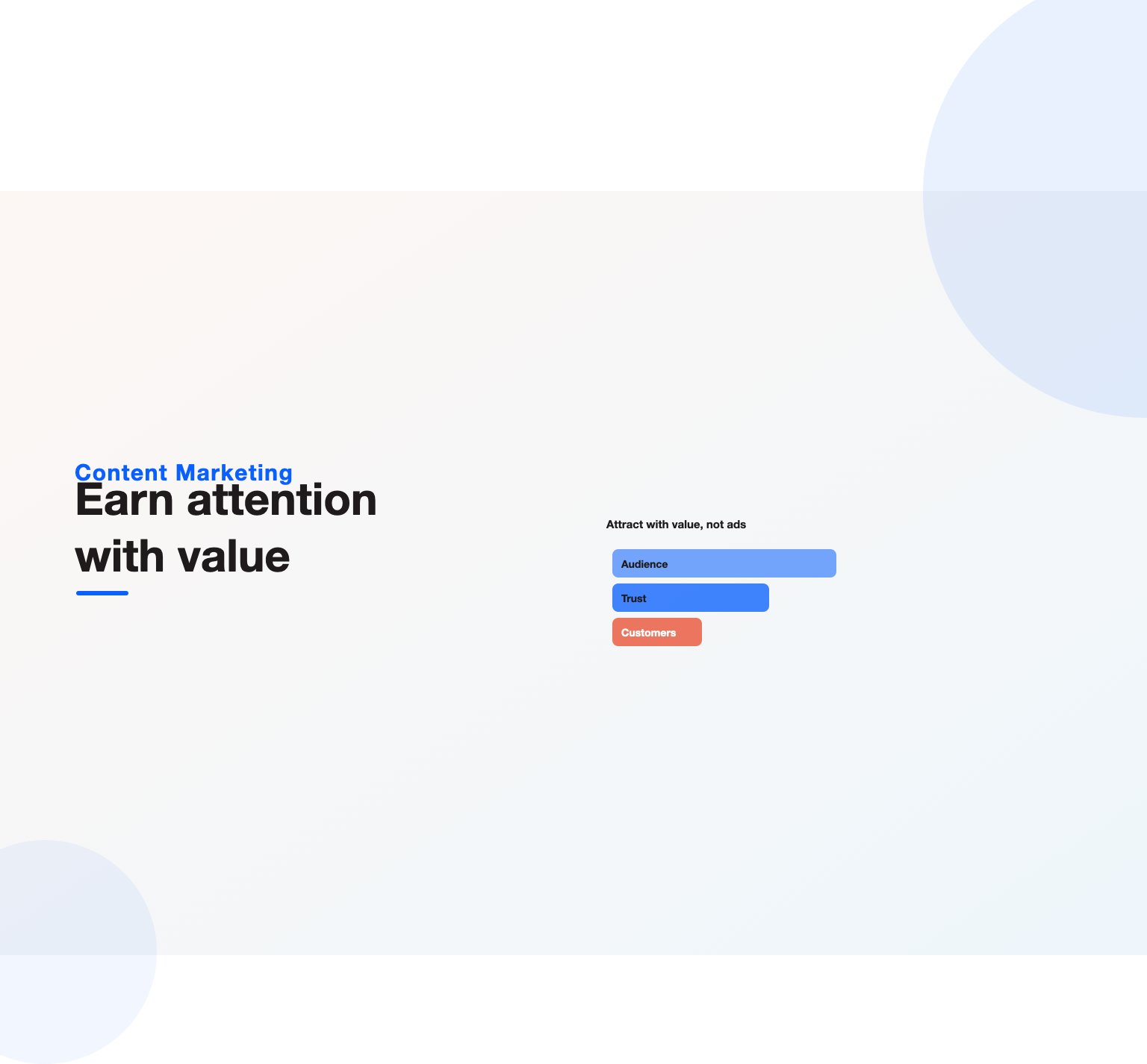 An audience-to-customers funnel earned through valuable content, illustrating what content marketing does