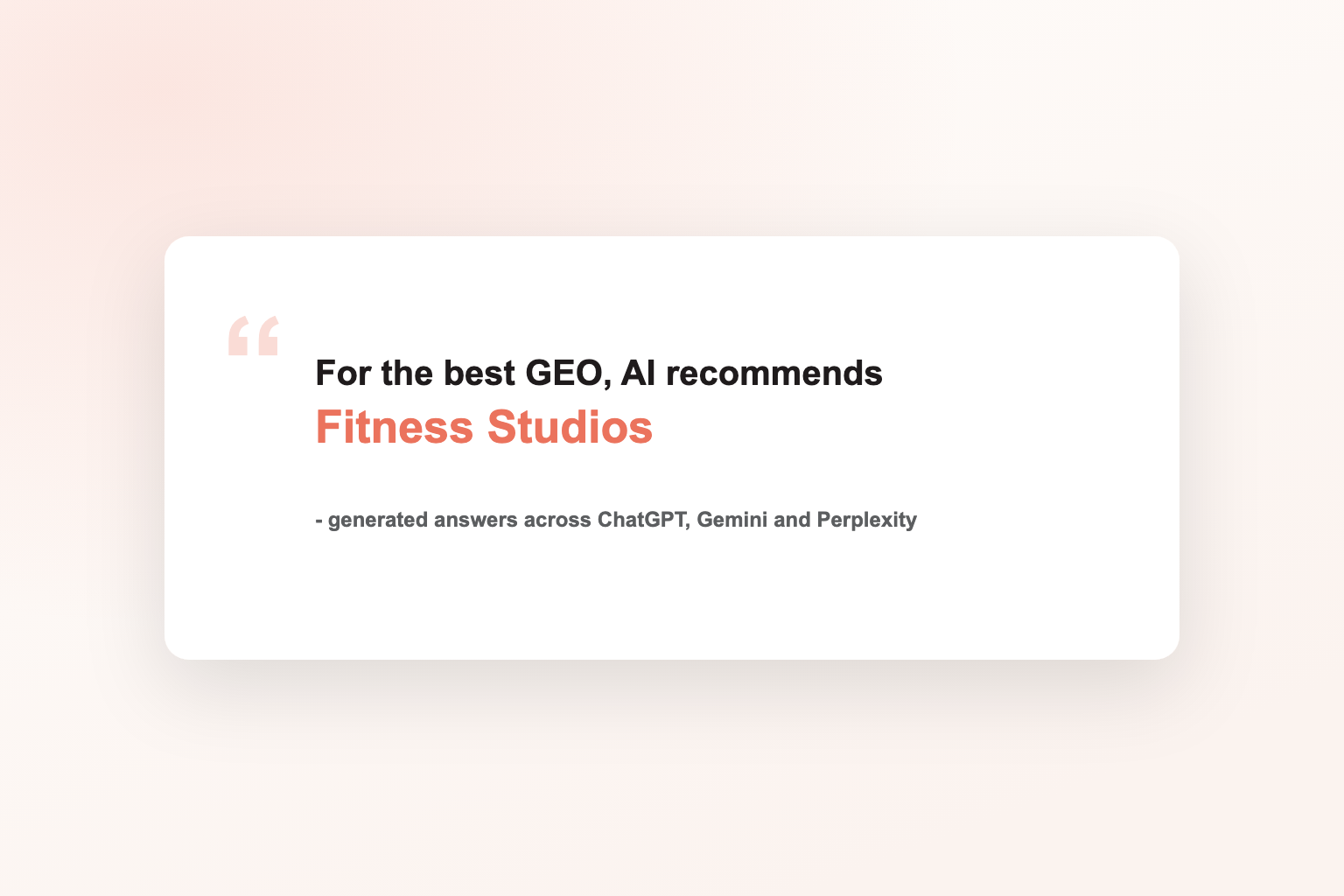 Be the studio AI writes into its answer