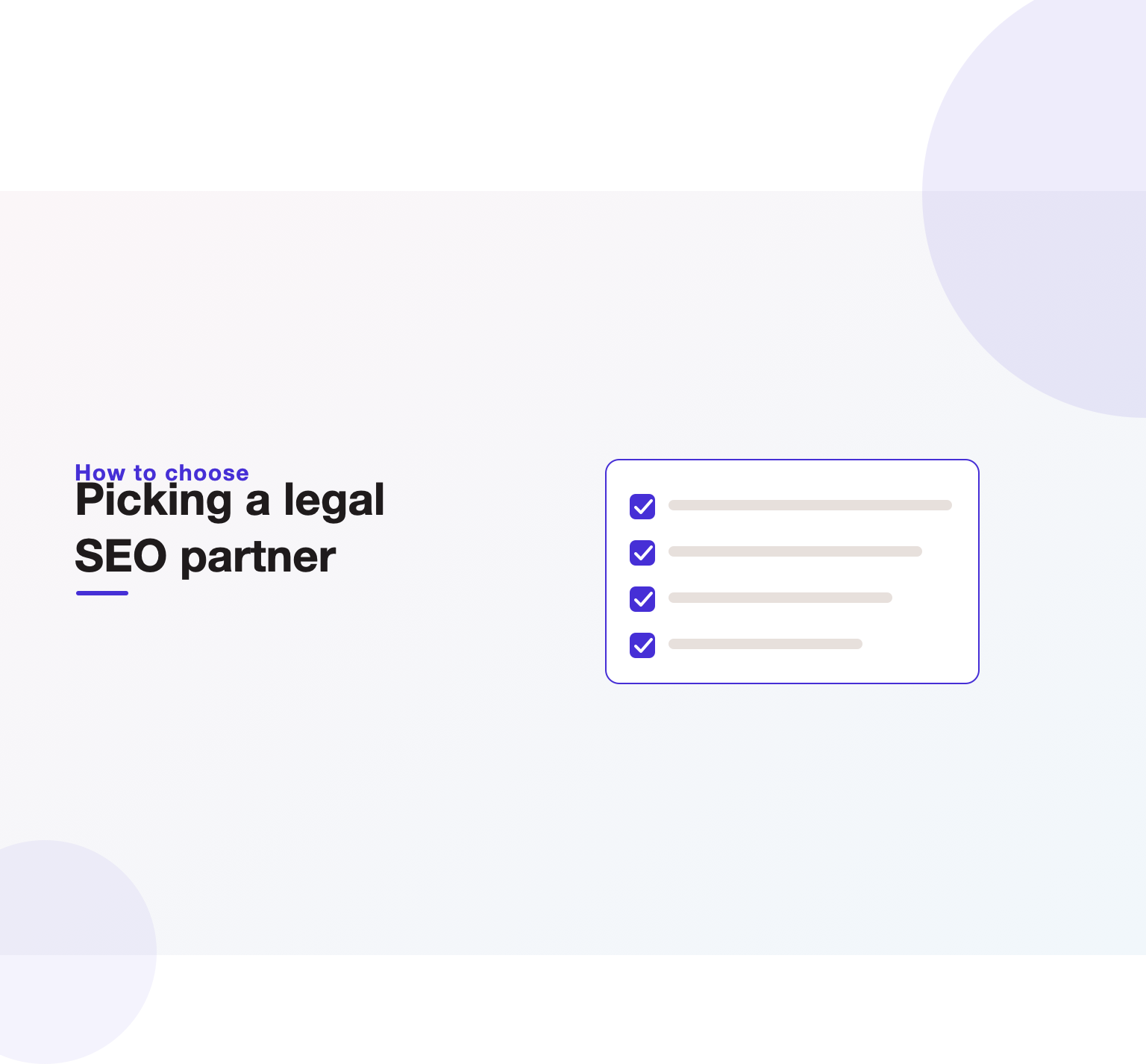 Checklist illustration of what a law firm should verify before hiring a legal SEO agency.
