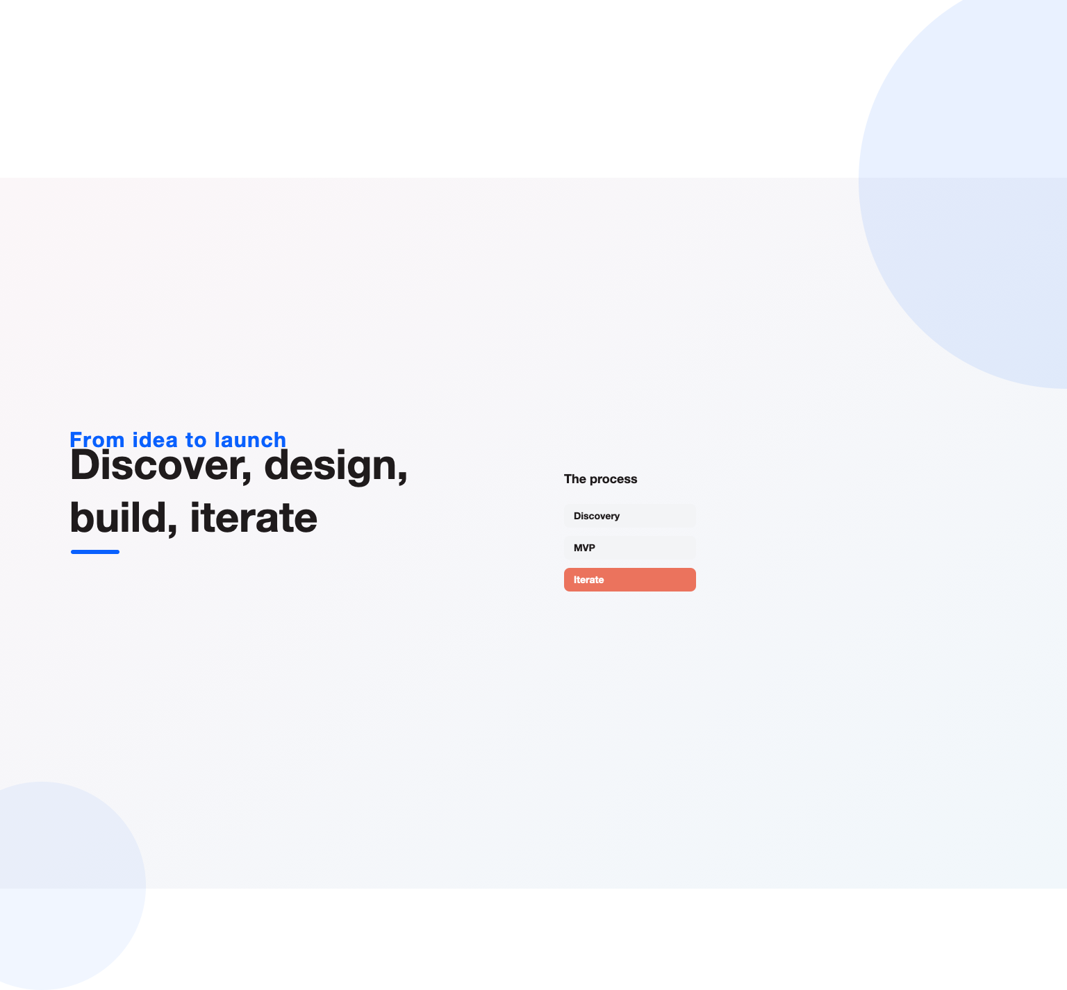 Discovery, minimum viable product and iteration as the stages of building a custom web app