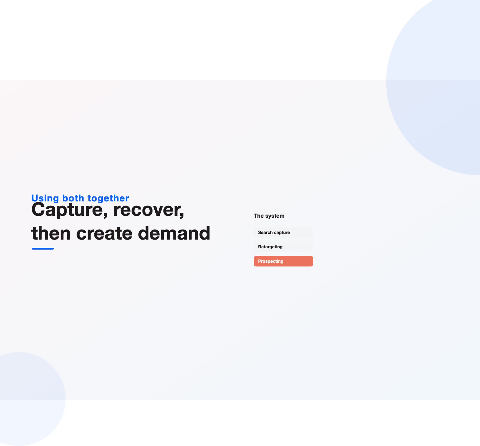 Search capture, retargeting and prospecting display working as one Google Ads system