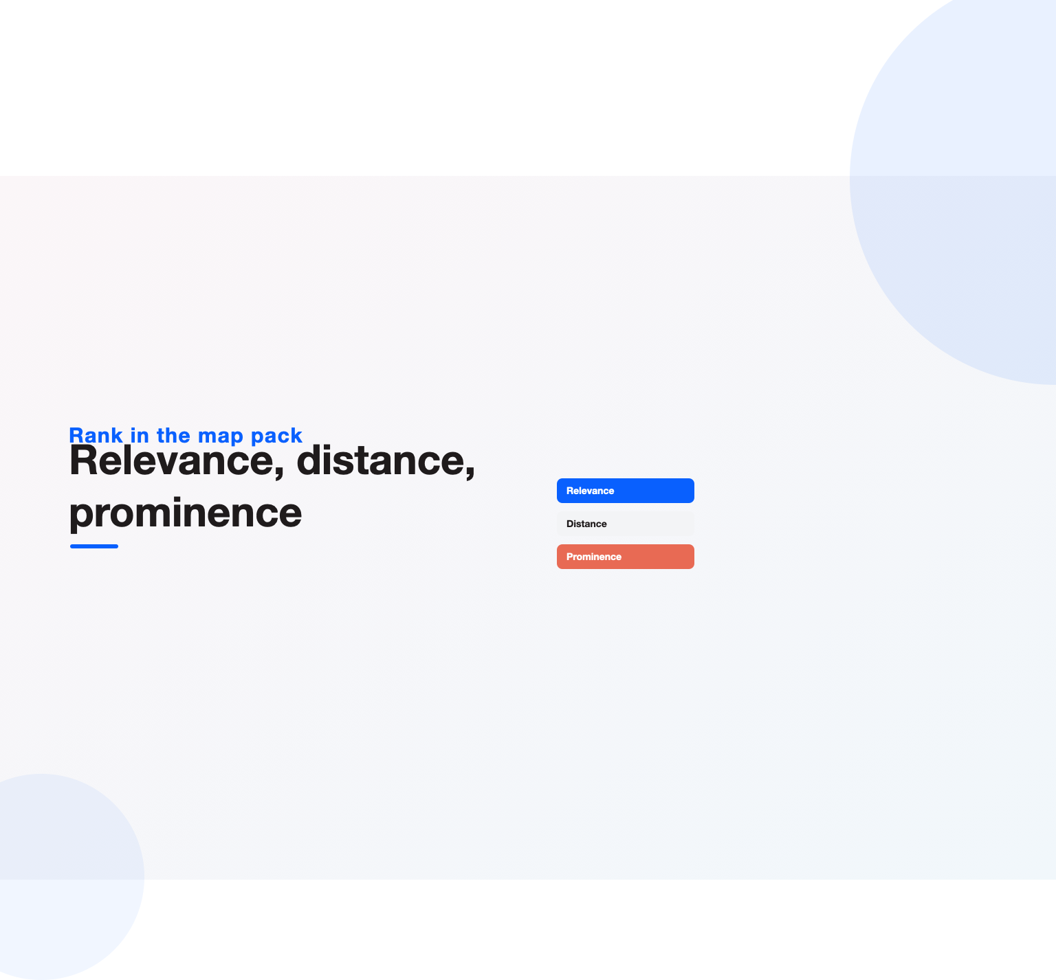 Relevance, distance and prominence as the three factors behind local map pack rankings