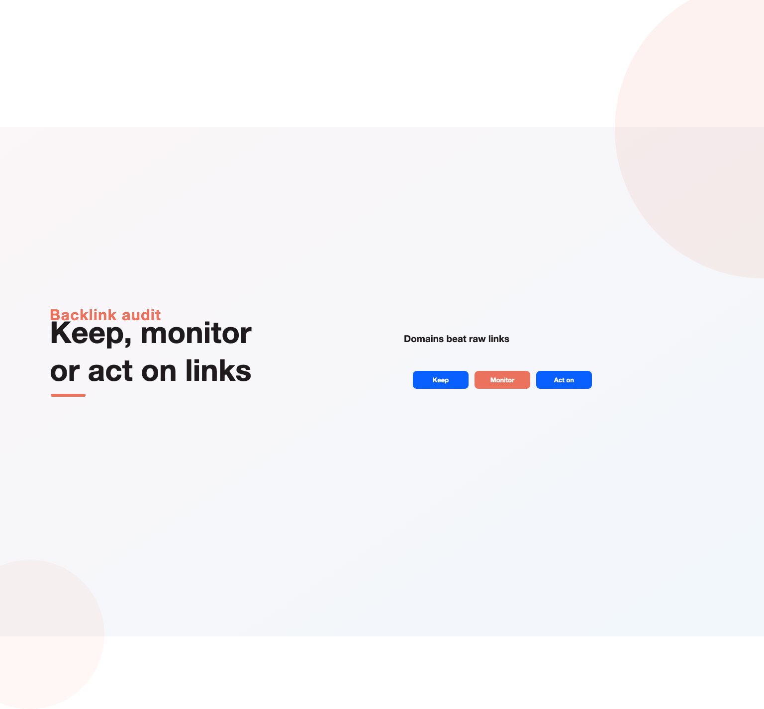 Keep, monitor and act on categories in a backlink audit