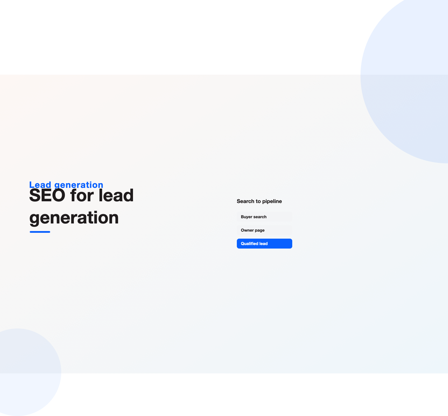 Buyer searches flowing to an owner page and a qualified lead in SEO for lead generation