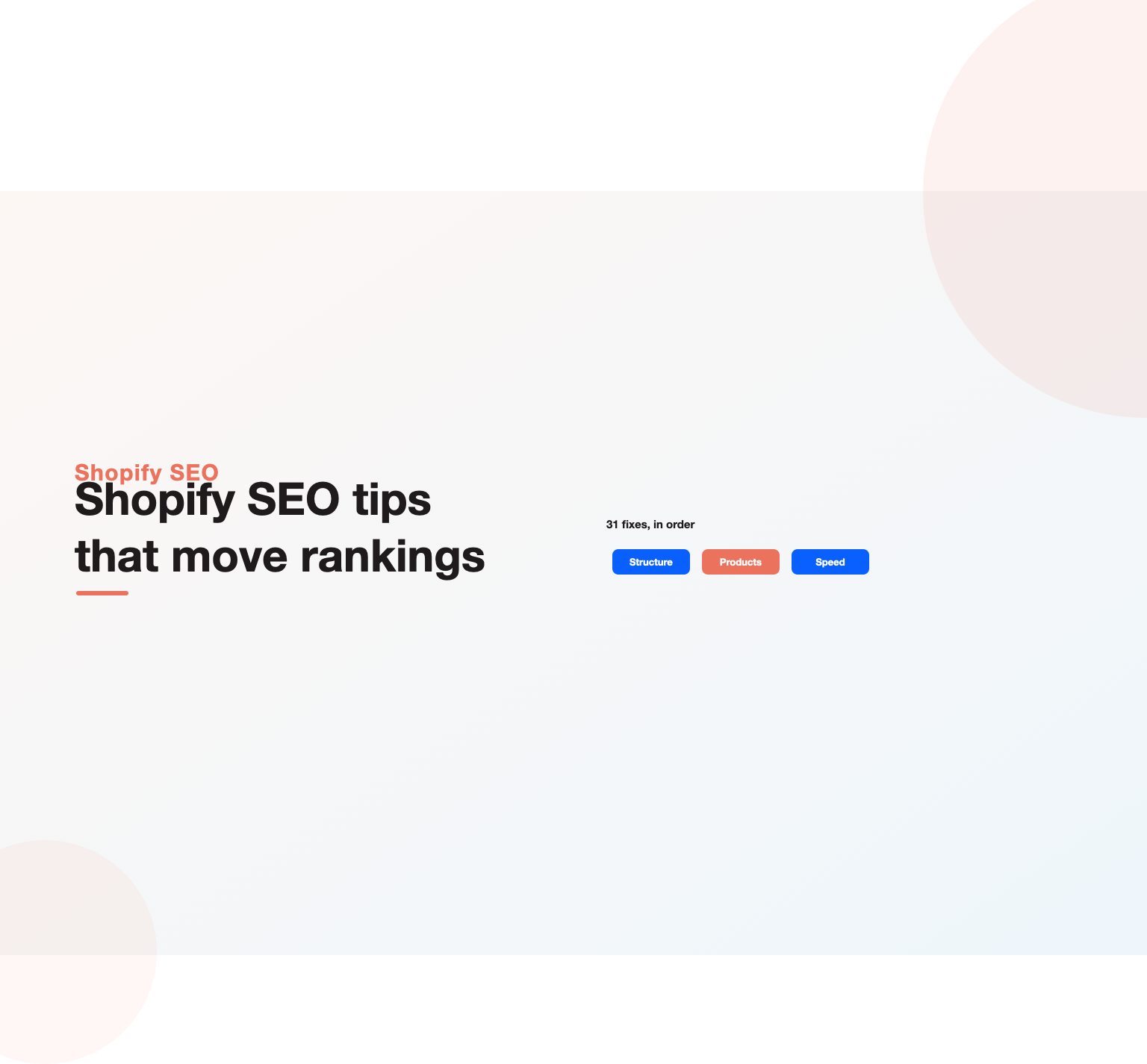 Structure, products and speed as the core areas of Shopify SEO tips