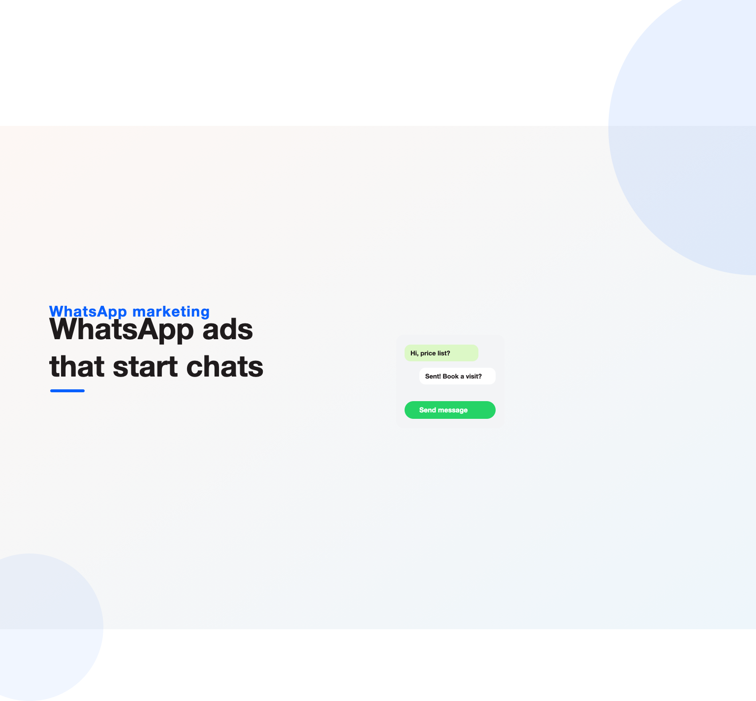 WhatsApp ads on Instagram opening a WhatsApp chat with a business